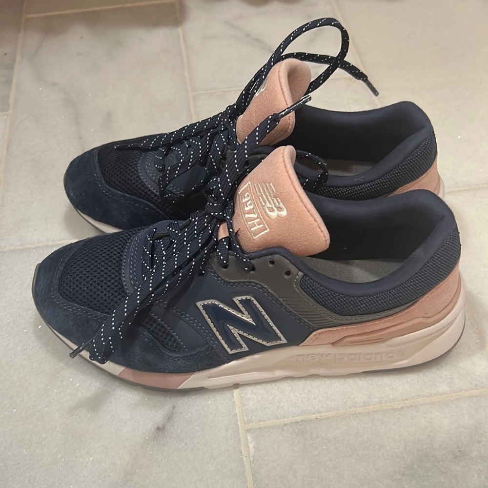 New Balance 997H Sneakers, Navy, Pink, and a White, Women’s Size 6